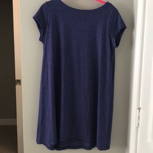 Blue Lycra tunic with scooped back